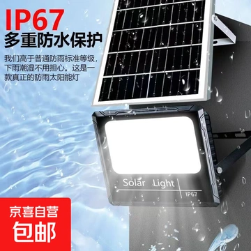 太阳能灯庭院灯户外防水路灯天黑自动亮光感人体感应LED灯免布线 天黑自动亮+聚光100W（一台装） 五米线+遥控器定时