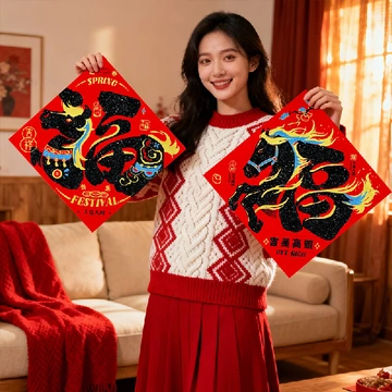 找不到比它更有年味的马年福字贴了！！