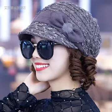 中老年帽子假发一体，黑帽深棕卷发超优雅😍